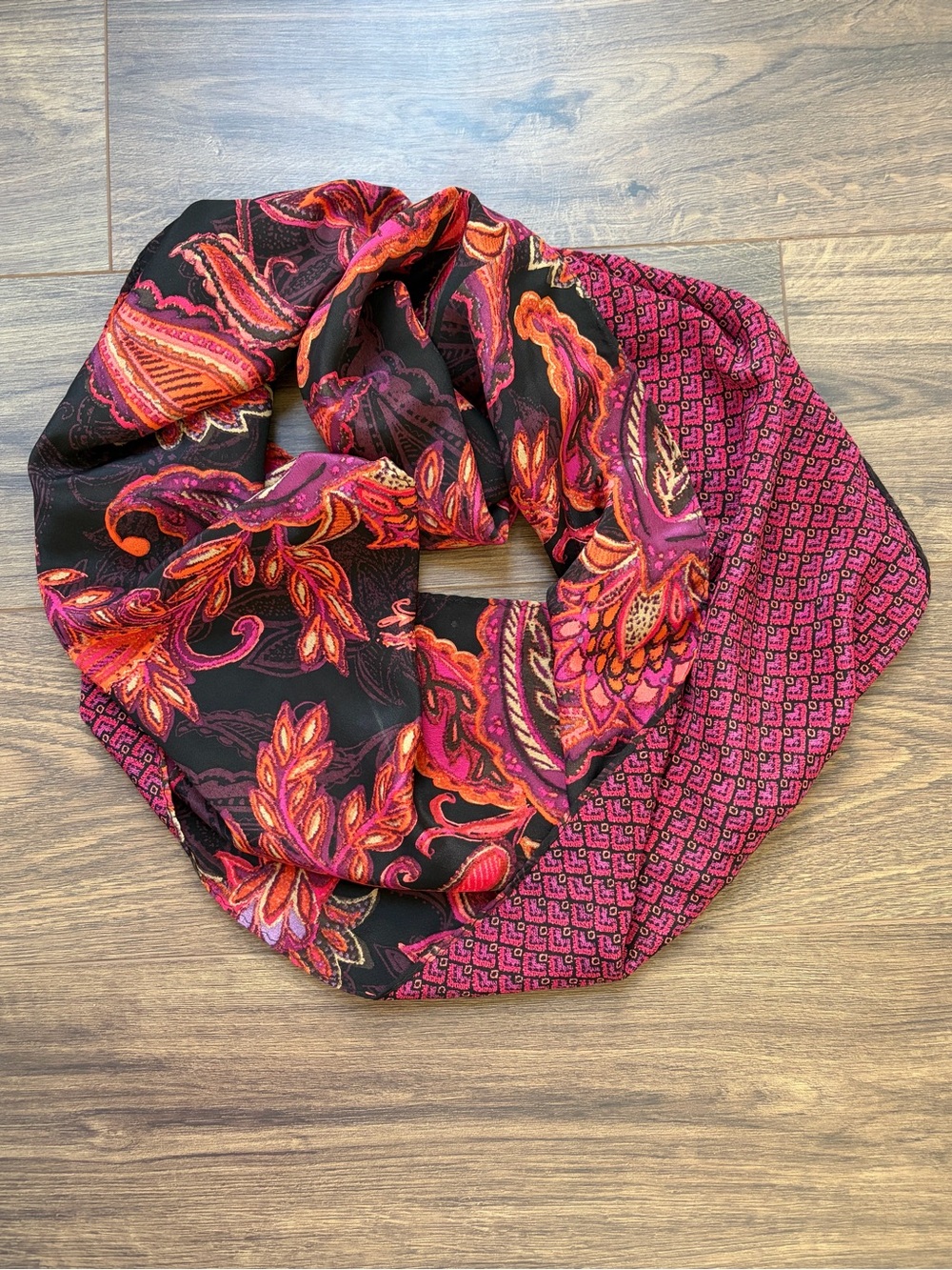 J. Jill Reversible 100% Silk Bold Paisley Infinity Scarf